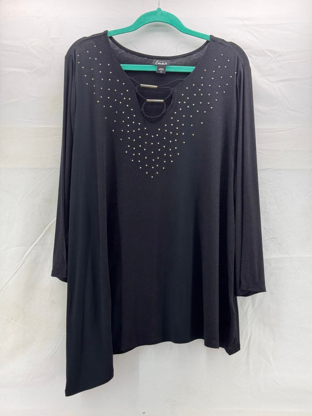 Simply, Emma women’s 2X black studded asymetrical top party